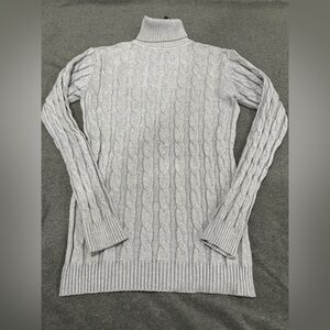 🆕 Coofandy Men’s Gray Cable Knit Turtleneck Sweater Size L